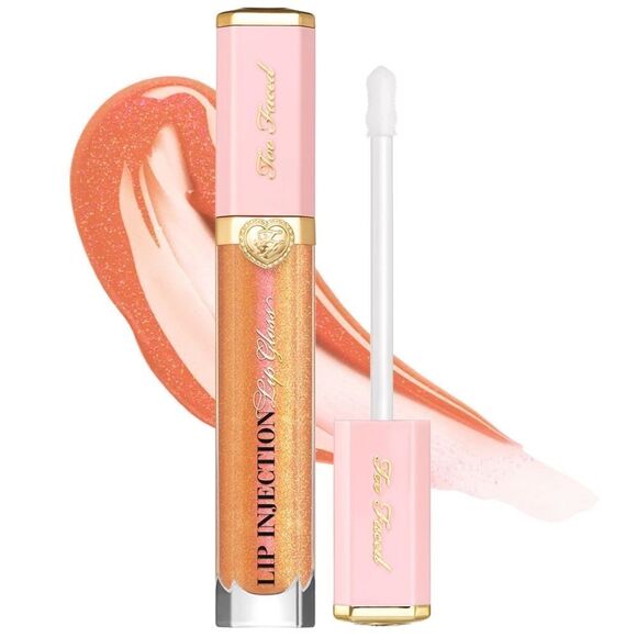 Too Faced Lip Injection Plumping Gloss- Secret Sauce peach w/gold & pink sparkle - Picture 3 of 10
